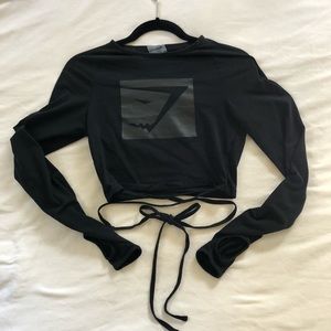 Gymshark Blackout Long Sleeve Ribbon Crop Top